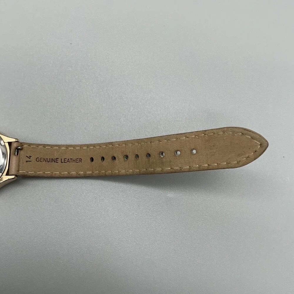 Fossil BQ1536IE Womens Watch 31mm Gold Tone Beige Leather Crystals New Battery
